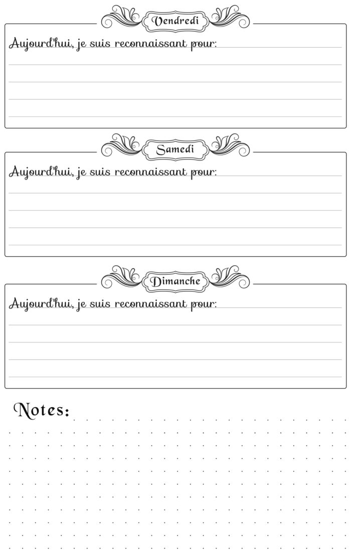 Carnet de gratitude à remplir